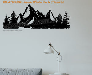 Mountain Nature Trees Badge Style Wall Decal Sticker Vinyl Home Decor 30" Long - OwnTheAvenue