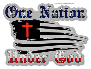 One Nation Under God Christian Cross Religious Vinyl Sticker Decal 4" V01 - OwnTheAvenue