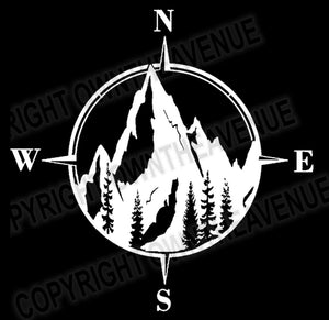 Compass Mountain Scene Vinyl Decal Sticker for Car Truck Bumper Window V03 - OwnTheAvenue