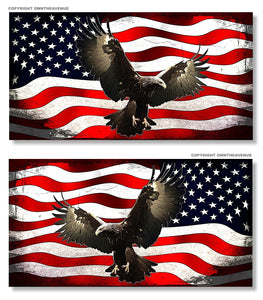 Two Pack Left & Right Bald Eagle USA American Flag Vintage Style Sticker Decals