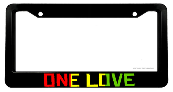 One Love Rasta Rastafarian Jah Rastafari Colors V01 License Plate Frame - OwnTheAvenue