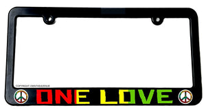 One Love Rasta Rastafarian Jah Rastafari Colors Slim License Plate Frame - OwnTheAvenue