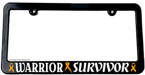 Warrior Survivor Kidney Leukemia Cancer Orange Ribbon License Plate Frame - OwnTheAvenue