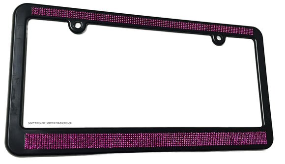 Hot Pink Sparkling Crystal Diamond Bling Rhinestone License Plate Frame - OwnTheAvenue