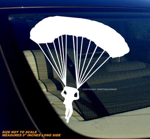 Parachute Parachuting Skydiving Skydiver Vinyl Sticker Decal 5" White - OwnTheAvenue