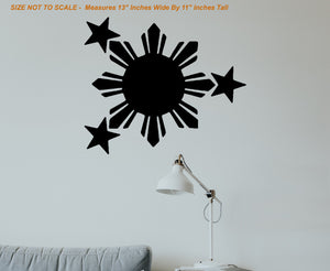 Philippines Flag Sun And Stars Wall Decor Decal - 11" x 13" Inches - OwnTheAvenue