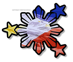 Philippines Filipino Flag Sun And Stars Wavey Model V01 Sticker Decal 3.5" - OwnTheAvenue