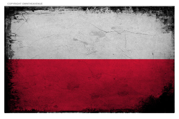 Poland Polish Polska Polski Flag Europe Vintage Style Sticker 3.75