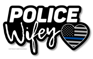 Police Wifey Support Love Blue Color Flag Vinyl Sticker Decal 3.75" - OwnTheAvenue