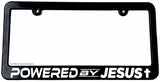 Powered By Jesus Christian Cross Slim Black V01 License Plate Frame - OwnTheAvenue