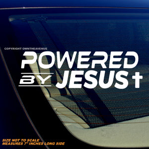 Powered By Jesus Christian Cross Religious Christ V01 Vinyl Sticker Decal 5" - OwnTheAvenue