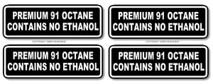 x4 - Premium 91 Octane Contains No Ethanol Bumper Sticker Decal Gas Pump 3" - OwnTheAvenue