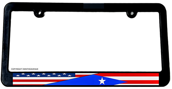 USA American Puerto Rico World Flag Country License Plate Frame - OwnTheAvenue