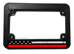 Distressed USA American Flag Support Firefighters Motorcycle License Plate Frame