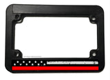 Distressed USA American Flag Support Firefighters Motorcycle License Plate Frame