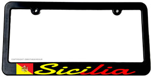 Sicily Sicilia Italy Italian Sicilian Flag License Plate Frame Model 0348 - OwnTheAvenue