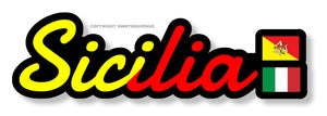 Sicily Sicilia Italy Italian Flag Country Vinyl Sticker Decals 6" Inches - OwnTheAvenue