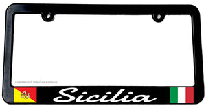 Sicily Sicilia Italy Italian Sicilian Flag License Plate Frame Model V0465 - OwnTheAvenue