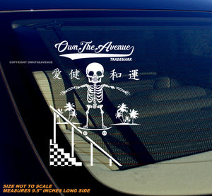 Skateboarding Skate Skeleton Kanji Japanese OwnTheAvenue Decal Sticker 9.5" - OwnTheAvenue