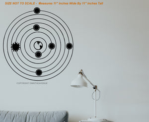 Solar System Planets Astronomy Outer Space Wall Decor Decal - 11" x 11" Inches