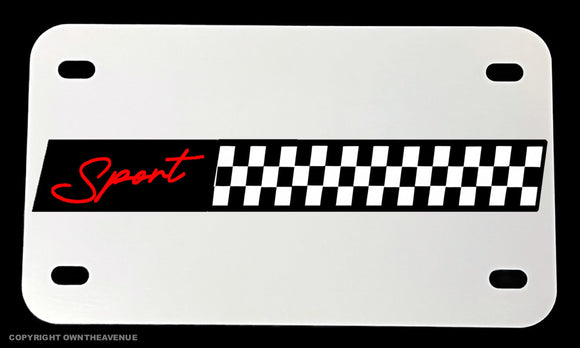 Sport Racing Stripe Checkered Street Bike Motorcycle Metal License Plate