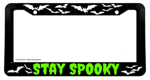 Stay Spooky Horror Goth Bats Flying Vampire Funny Sci Fi License Plate Frame