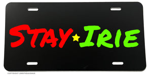 Stay Irie Rasta Rastafarian Jamaica Jamaican License Plate Cover