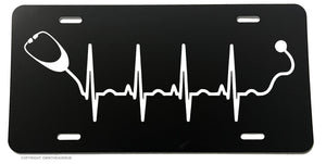 Stethoscope Heartbeat Nursing RN Care Giver Nurse MD License Plate Cover - OwnTheAvenue