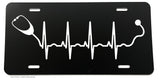 Stethoscope Heartbeat Nursing RN Care Giver Nurse MD License Plate Cover - OwnTheAvenue