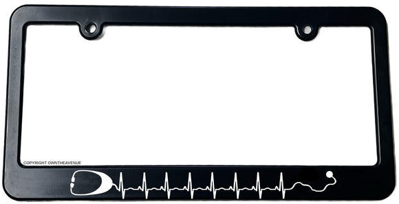 Stethoscope Heartbeat Nursing RN Care Giver Nurse MD License Plate Frame - OwnTheAvenue