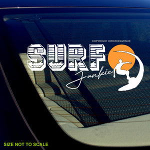 Surf Junkie Surfing Ocean Car Truck Window Bumper Laptop Vinyl Decal 7" - OwnTheAvenue