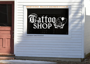 Tattoo Shop Store Business Outdoor Wall Decor Decal Sign - 22" x 8.5" Inches