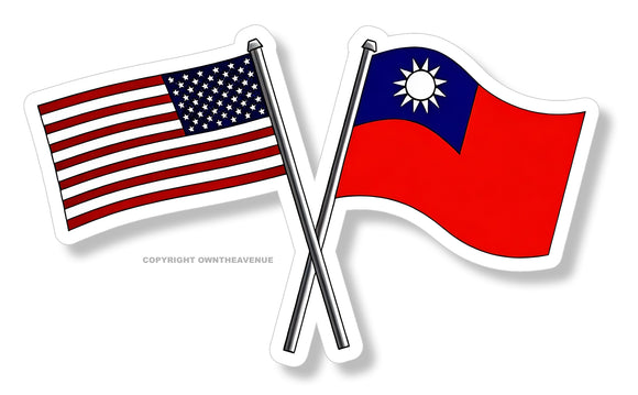 Taiwan USA American Flag Car Truck Bumper Laptop Sticker Decal 3.5