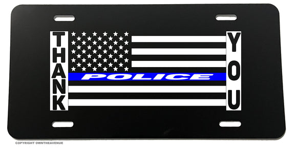 Thank You Support Police Blue Color Line Flag License Plate Cover ModelV05 - OwnTheAvenue