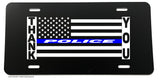 Thank You Support Police Blue Color Line Flag License Plate Cover ModelV05 - OwnTheAvenue