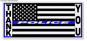 x2 Thank You Support Police Blue Color Line Flag Vinyl Sticker Decal 4" ModelV04 - OwnTheAvenue