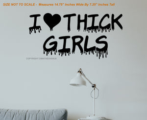 I Love Thick Girls BBW Full Figure Women Wall Decor Decal 14.75" Inches - OwnTheAvenue