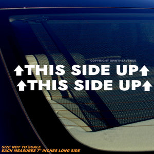 x2 This Side Up Funny Joke Off Road Truck 4x4 Vinyl Sticker Decals 7"