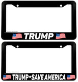 2 Pack - Trump USA American Flag Car Truck Auto License Plate Frame