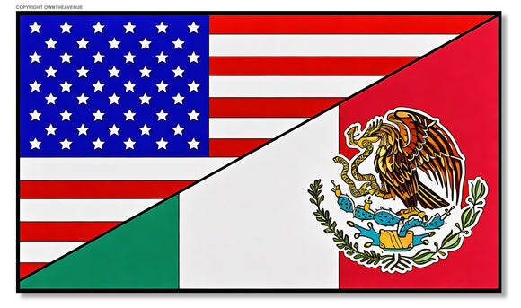 USA American Mexican Flag Classic Style Car Truck Sticker 3.5