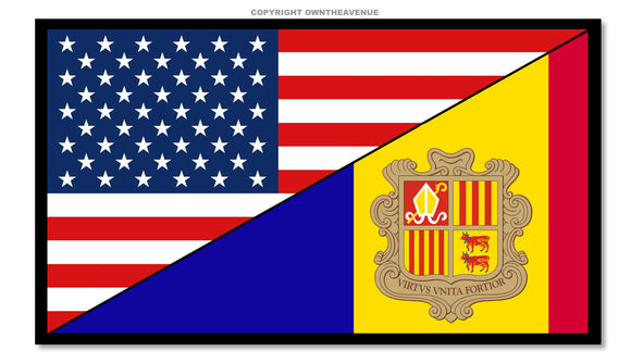 USA American Andorra World Flag Country Vinyl Sticker Decal 3.5