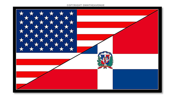 USA American Dominican Republic World Flag Country Vinyl Sticker Decal 3.5