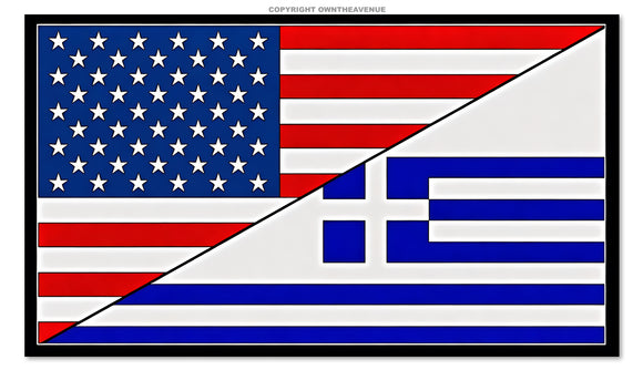 USA American Greece World Flag Country Vinyl Sticker Decal 3.5