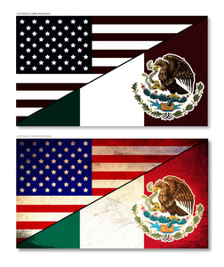 x2 USA American Mexican Flag Subdue Vintage Vinyl Sticker Decal 3.5" - OwnTheAvenue