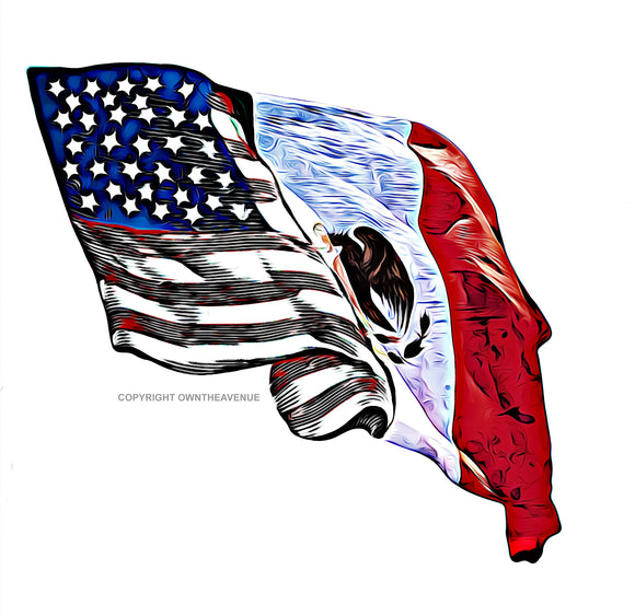 USA American Mexico Mexican Distressed Tattered Flag Pride Sticker Decal - OwnTheAvenue