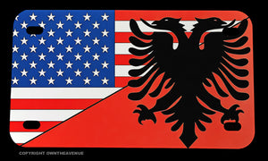 USA American Albania Albanian World Country Flag Motorcycle Metal License Plate