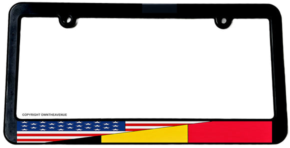 USA American Belgium World Flag Country License Plate Frame - OwnTheAvenue