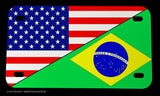 USA American Brazil Brazilian World Country Flag Motorcycle Metal License Plate