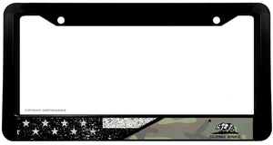 USA American Flag Cali California Flag Tattered Camo License Plate Frame - OwnTheAvenue