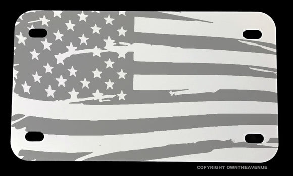 USA American Flag Distressed Subdued Motorcycle Metal License Plate